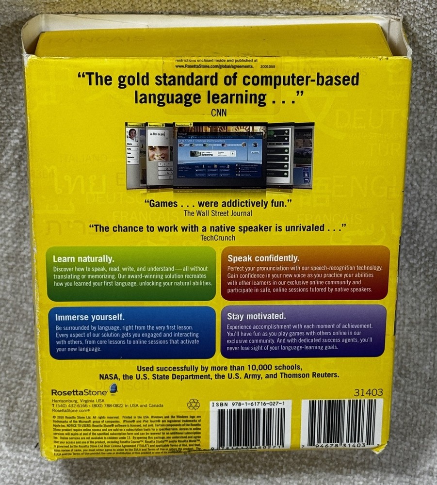 Rosetta Stone Hindi Levels 1 2 3 Language Learning Software Set Headset MP3 Box