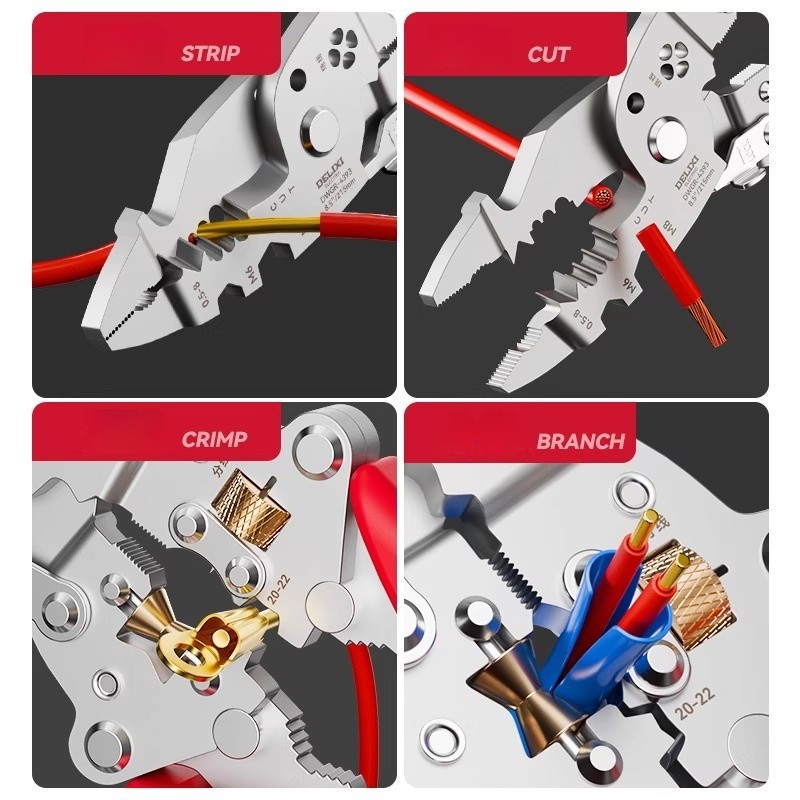 DELIXI 16IN1 Wire Stripper Multifunctional Electrical Test Pen Foldable Cutter