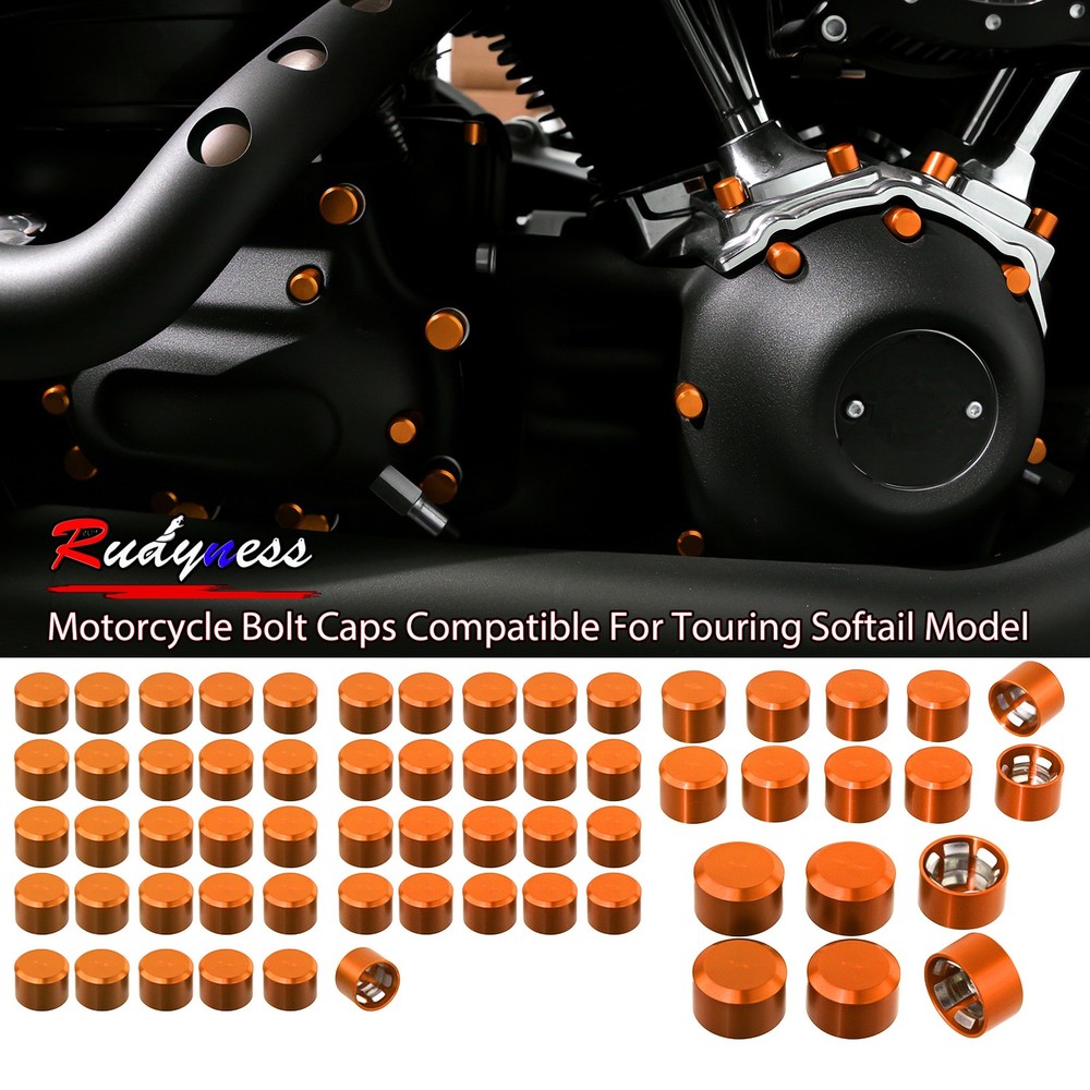Quick Release Orange Engine Bolt Caps Cover For Harley Touring Softail 2018-2024