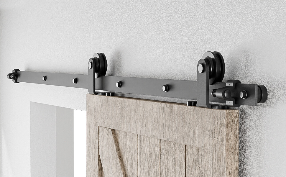 4FT-20FT Sliding Barn Door Hardware Kit Single/Double Door with Adjustable Guide