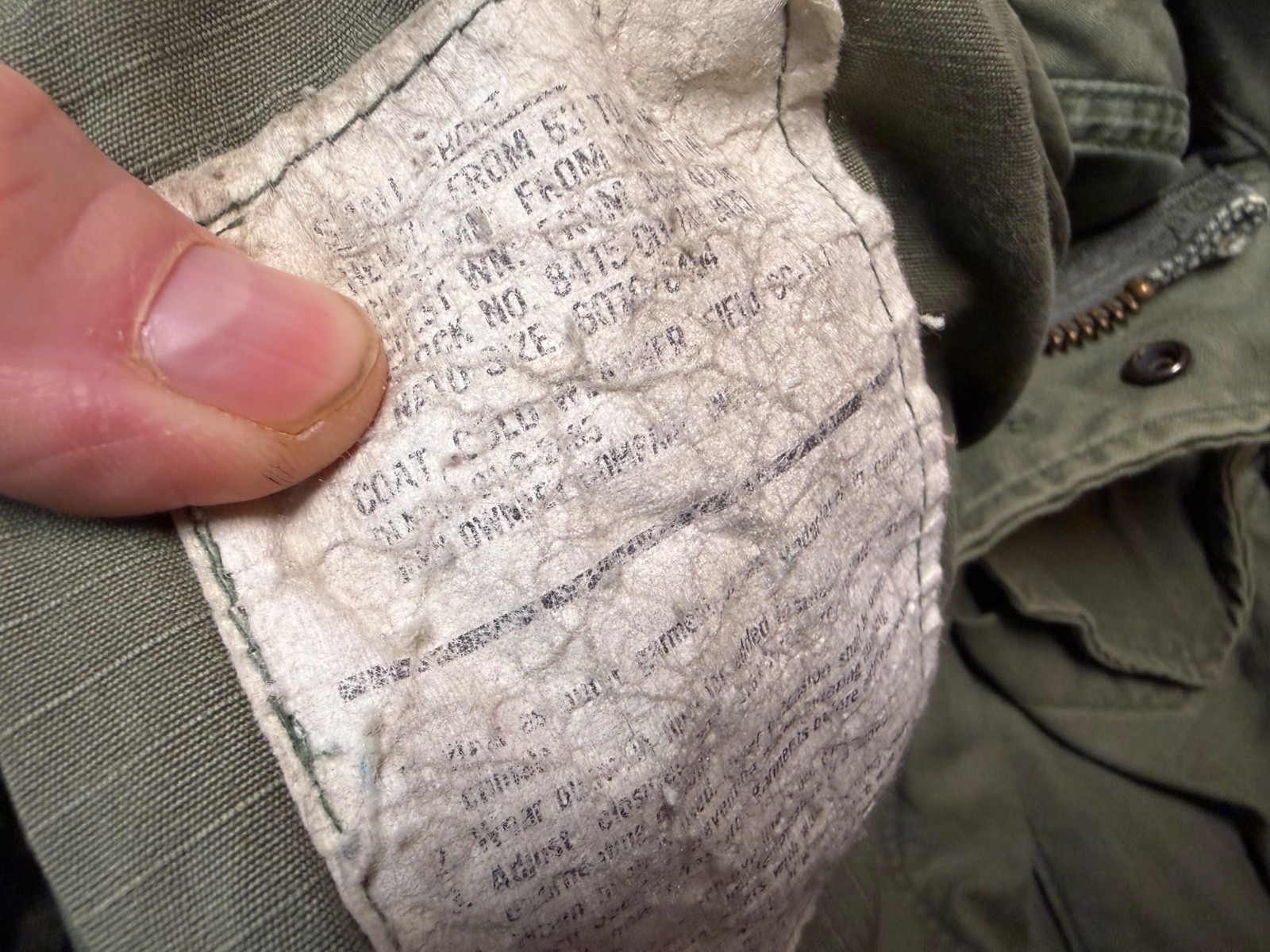 ORIGINAL VIETNAM WAR US ARMY OG-107 COLD WEATHER PARKA-SMALL SHORT