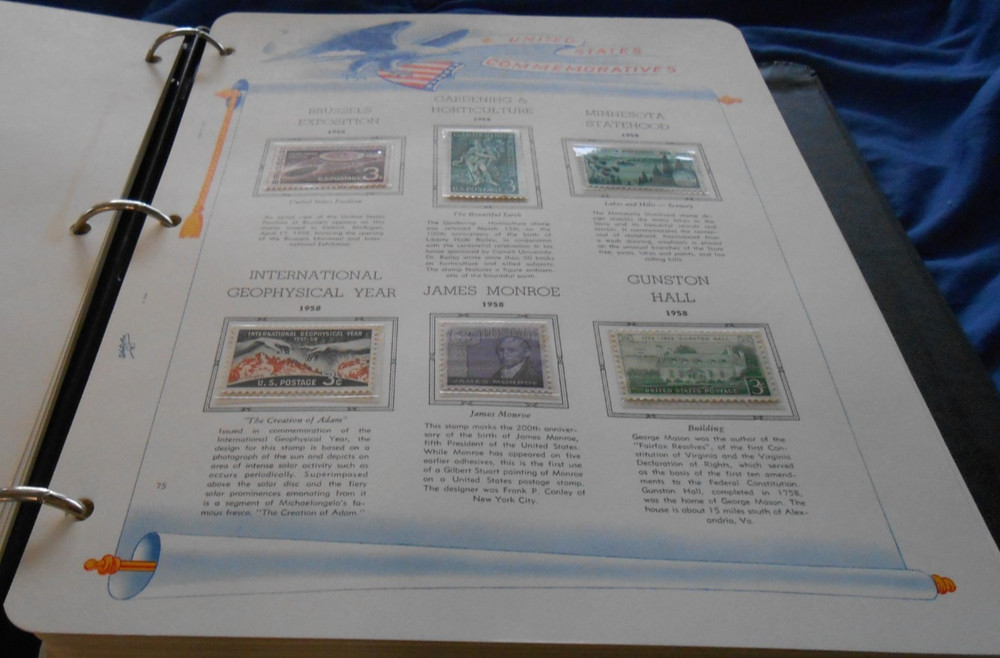 WHITE ACE COMMEMORATIVE STAMPS OF THE UNITED STATES ALBUM WITH DUST COVER & BOX