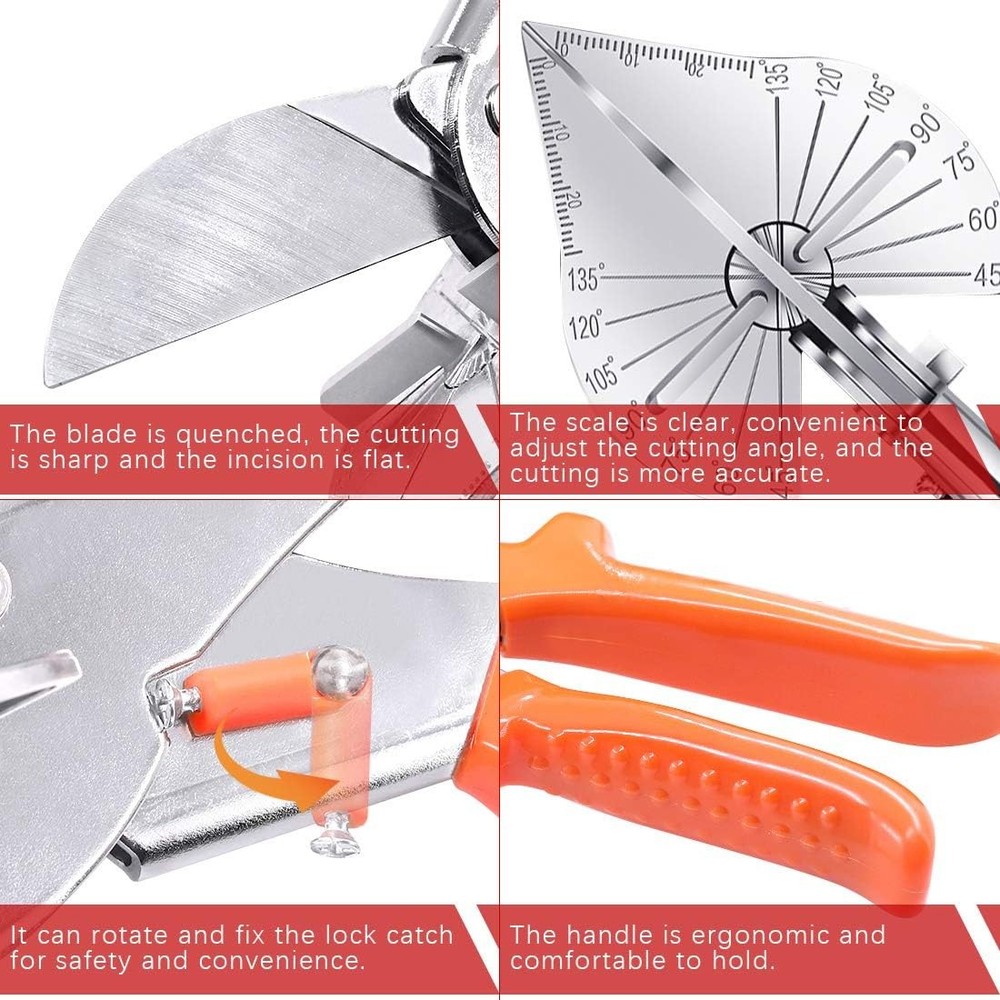 Hilitchi Upgraded Multi Angle Miter Shear Cutter Cuts 45 to Orange, Silver