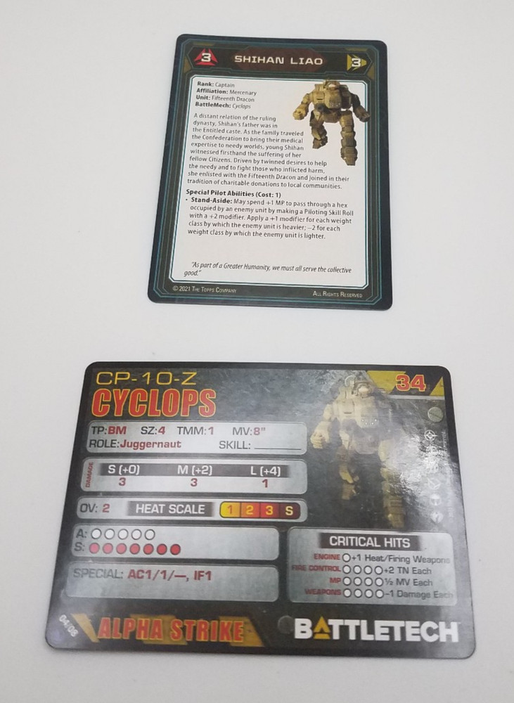 Battletech Inner Sphere Support Lance - Cyclops *Mech & Cards*