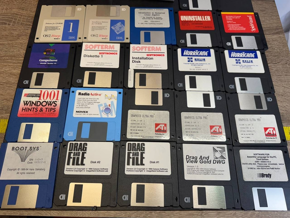 Vintage 3.5" Floppy Disk Lot – OS/2, ATI Drivers, Utilities – Untested