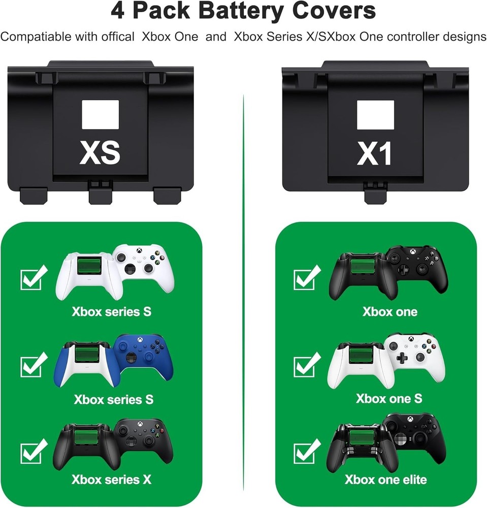 Rechargeable Xbox Controller Battery Pack with 4 Back Covers and a USB C Char...