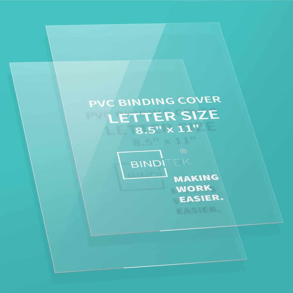 Binditek 100 Pack 8mil PVC Clear Binding Presentation Covers, 8 Mil,