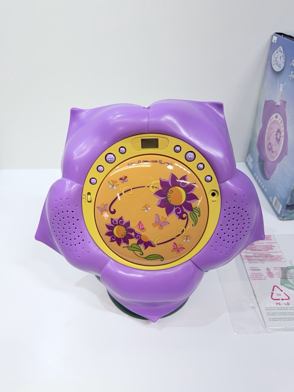 NEW OB 2009 Disney Fairies Tinker Bell & Friends Purple Flower CD Player Boombox