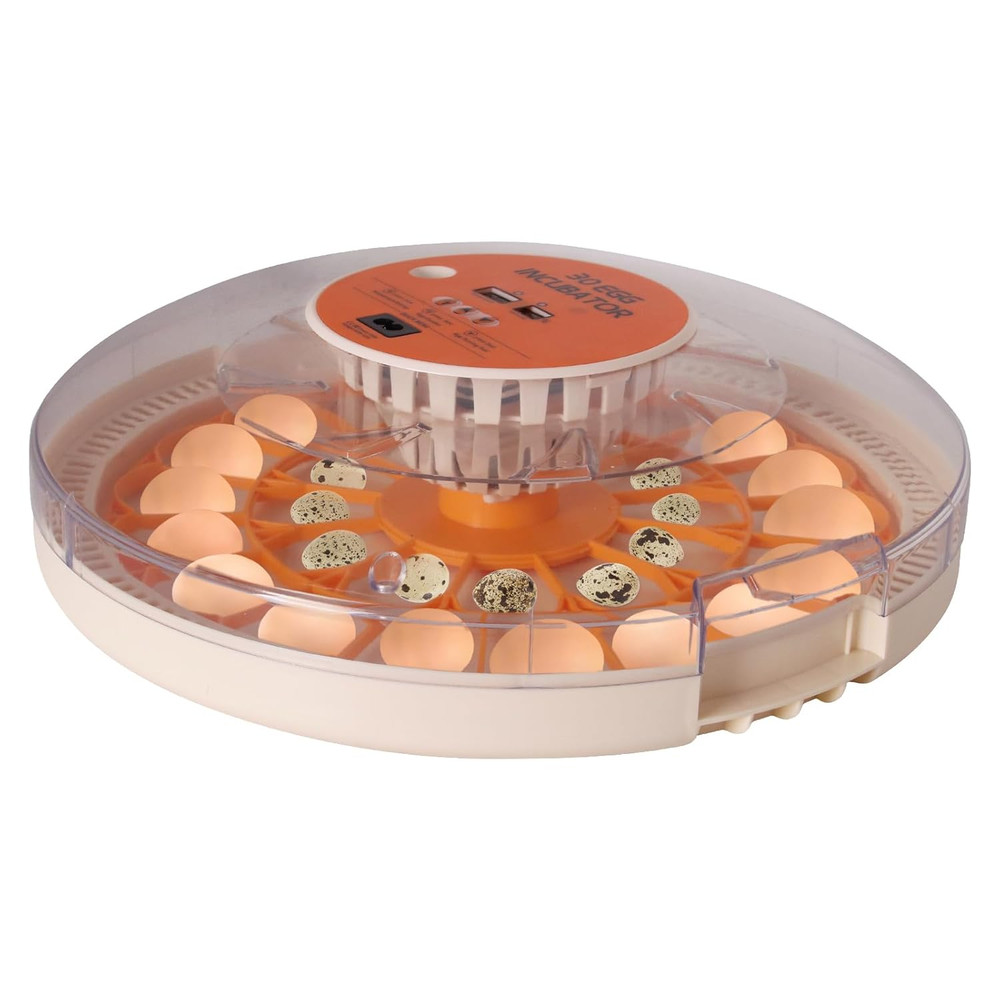 30 Egg Automatic Incubator with Thermometer, Humidity Control & Egg Candler
