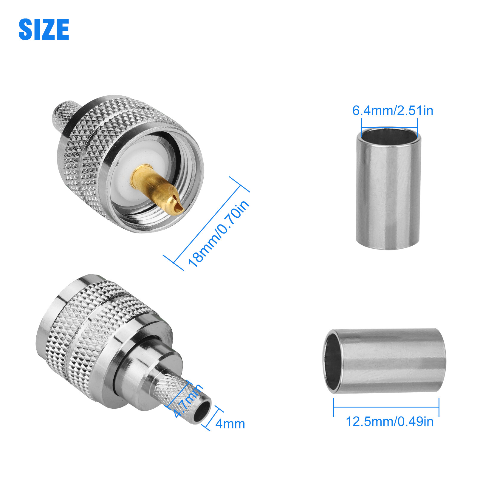 10x UHF PL-259 Male Plug Crimp-Type Connectors for RG8X LMR240 Coax Wire Adapter