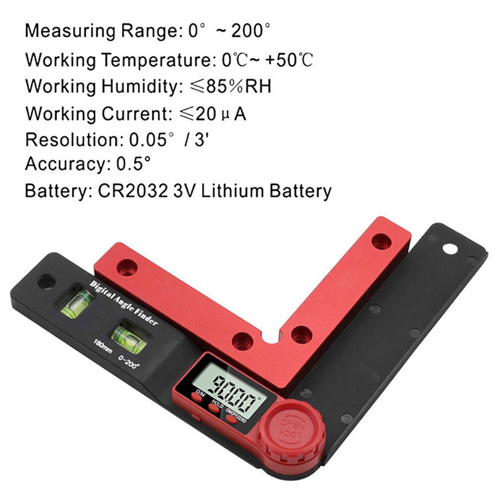 2-in-1 Mini Digital Display Spirit Level Protractor Woodworking Angle Ruler