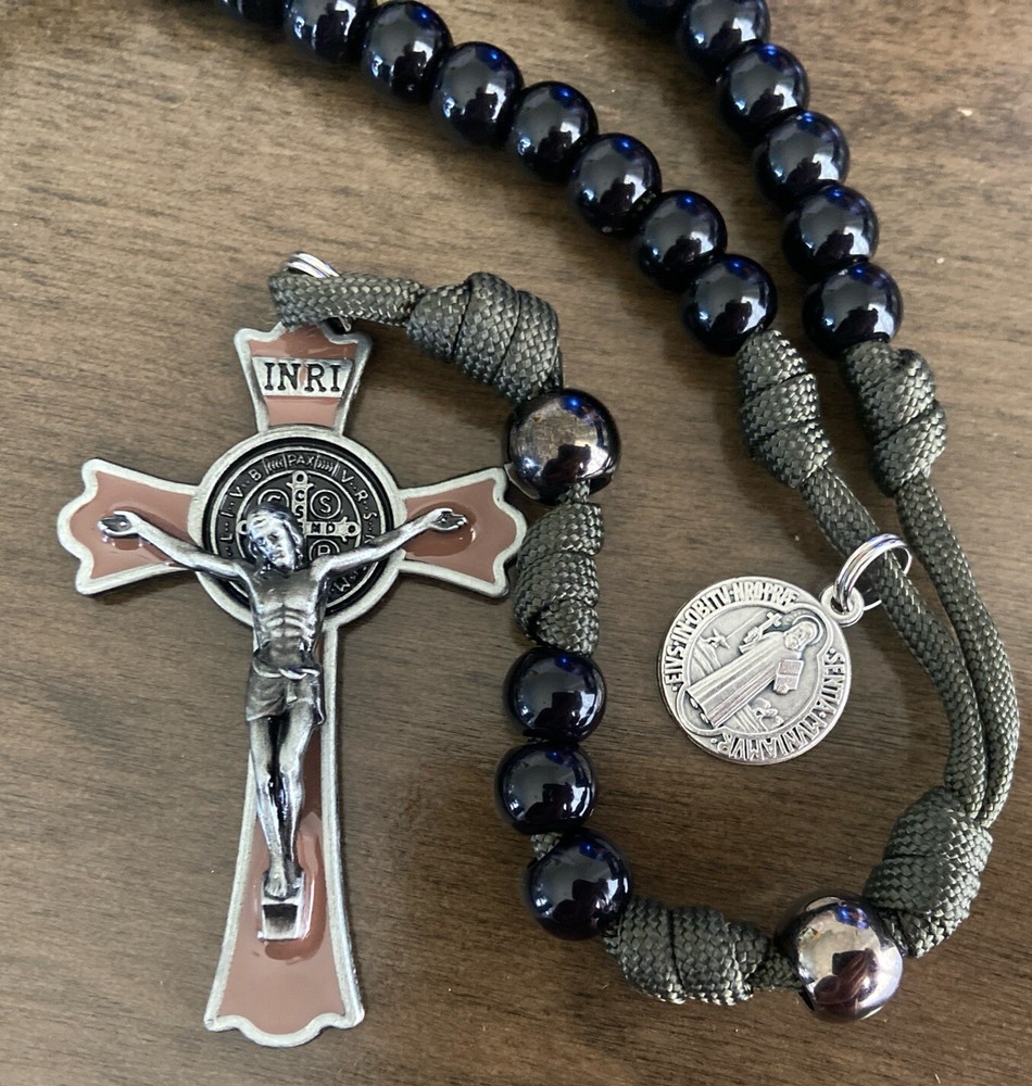 St Benedict Catholic Rosary, Large StBenedict Crucifix, Durable Rosary- Handmade