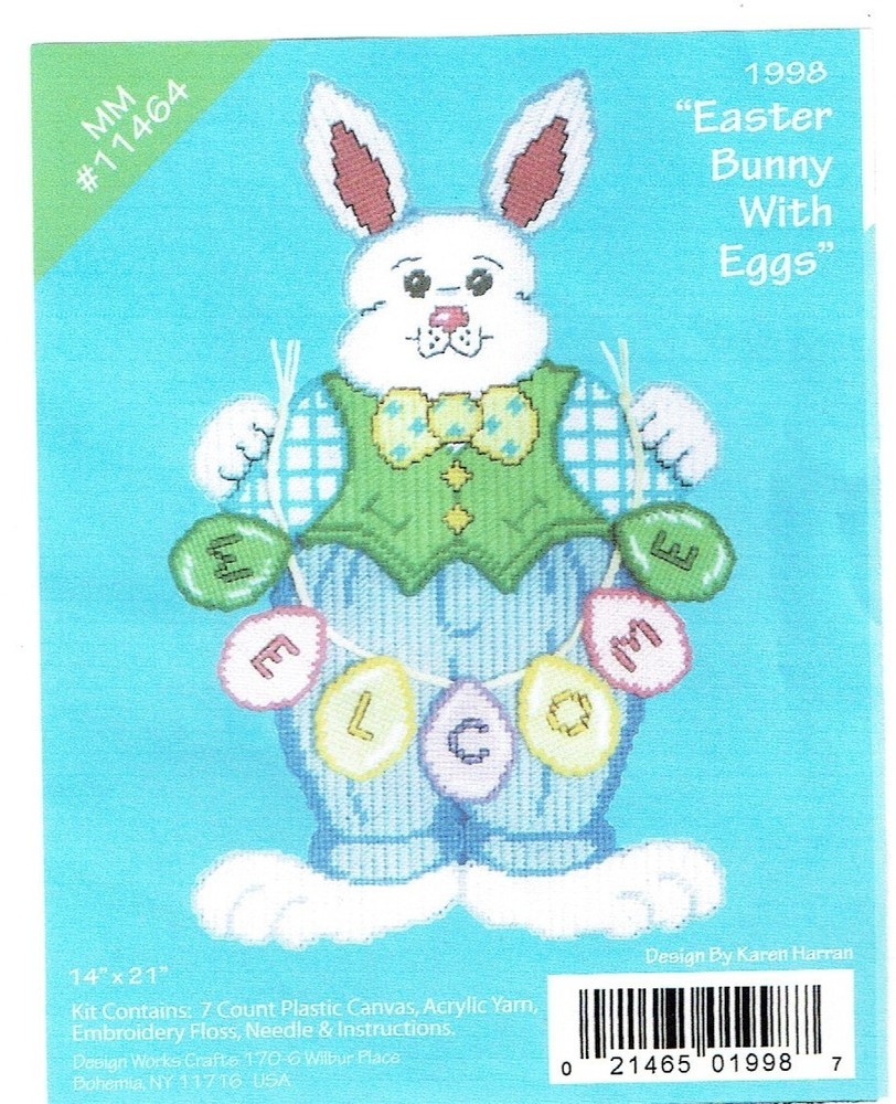 EASTER BUNNY WITH EGGS Wall Hanging  plastic canvas  PATTERN (#TF0638)