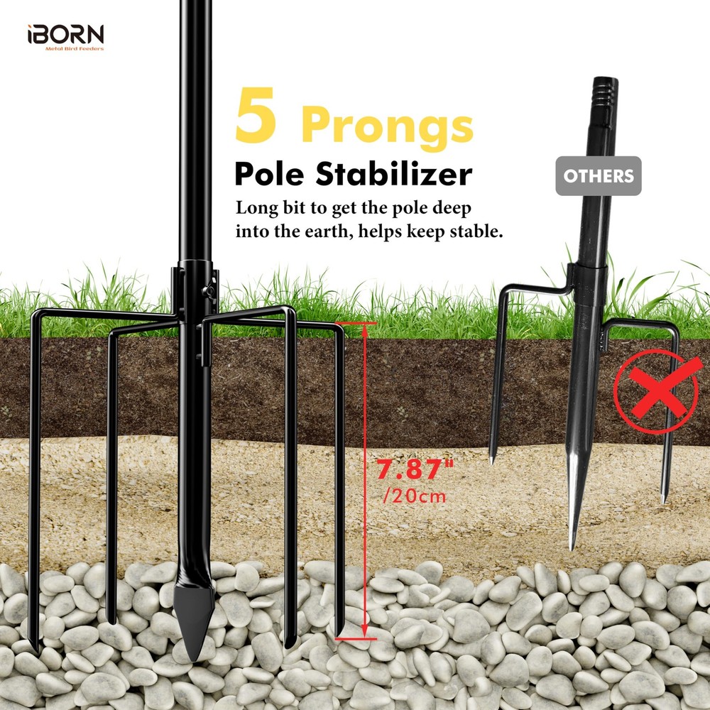 iBorn Camera Bird Feeder Pole Pole, Black House