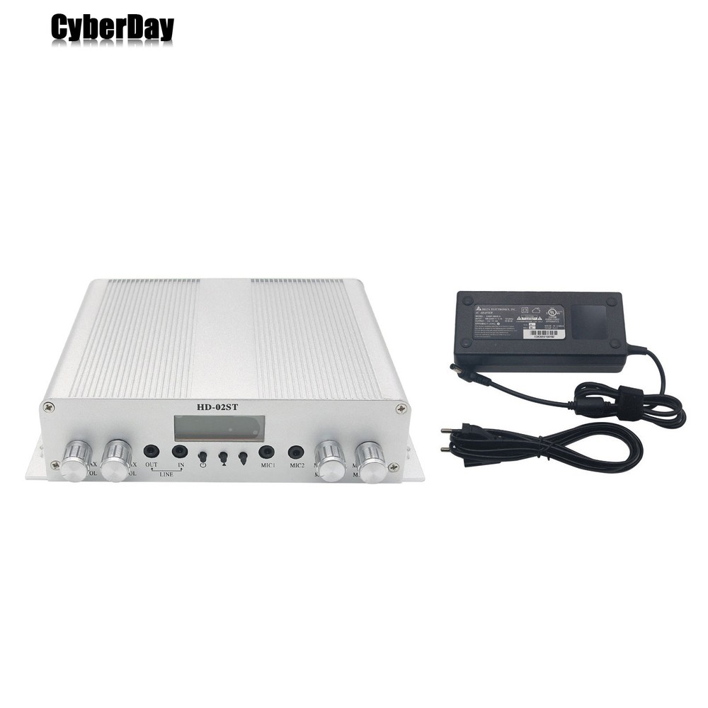 25W FM Transmitter Stereo PLL Broadcast Radio Station with DC Power Supply