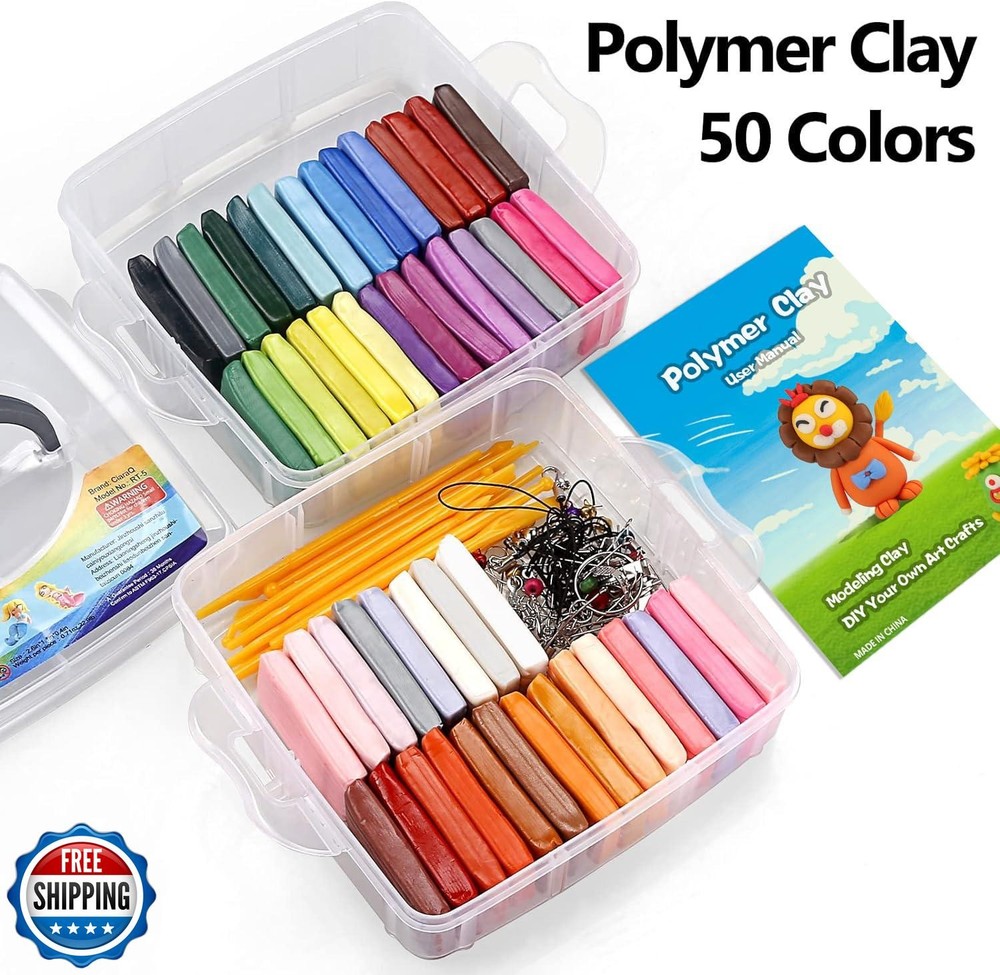 CiaraQ Polymer Clay Starter kit, Oven Bake Modeling Clay with Sculpting Tools