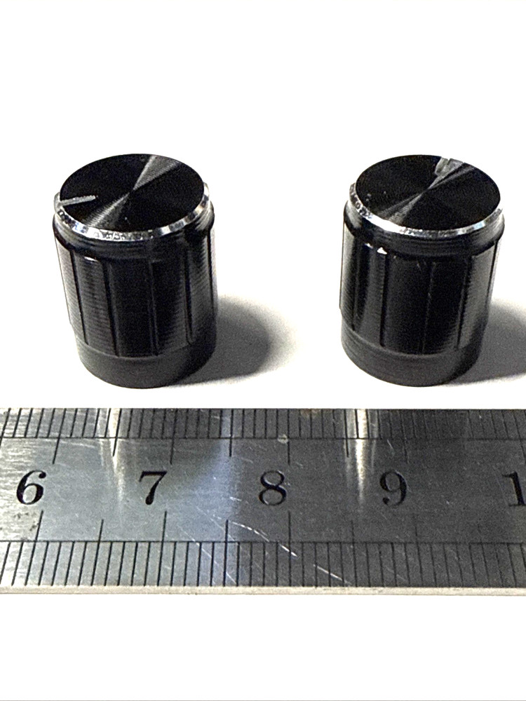 set of 2 knobs OD = 15 mm for push it in 6 mm shaft 0.25 inch BLACK
