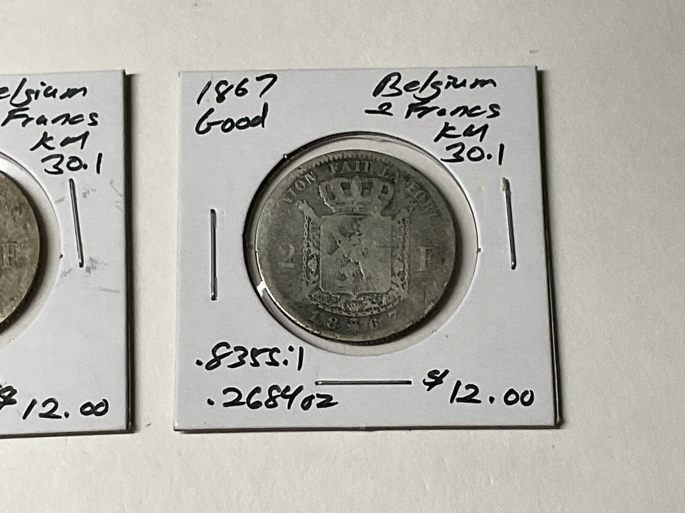 1867 Belgium 2 Francs