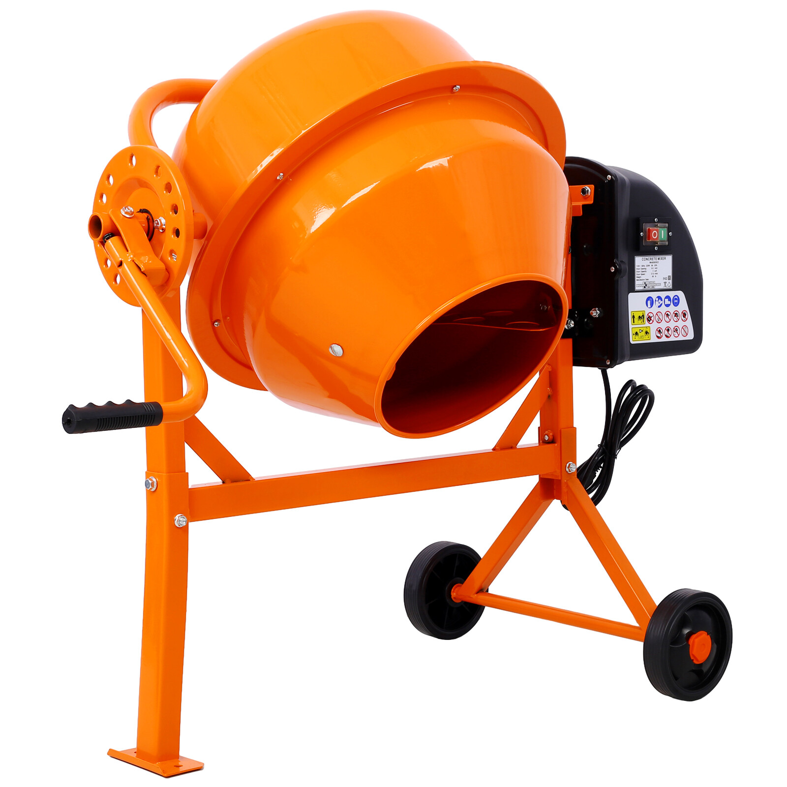 Portable Cement Mixer 3 Cu. Ft Electric Concrete Mixer Machine Mortar Stone Mix