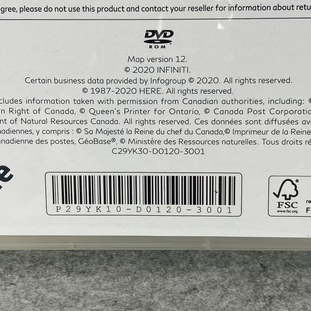 Infiniti Navigation System Map Version 12 North America 2020 Sealed