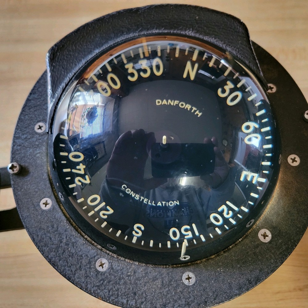 VINTAGE DANFORTH CONSTELATION COMPASS-BINNACLE WITH COMPENSATING BALLS AND CASE