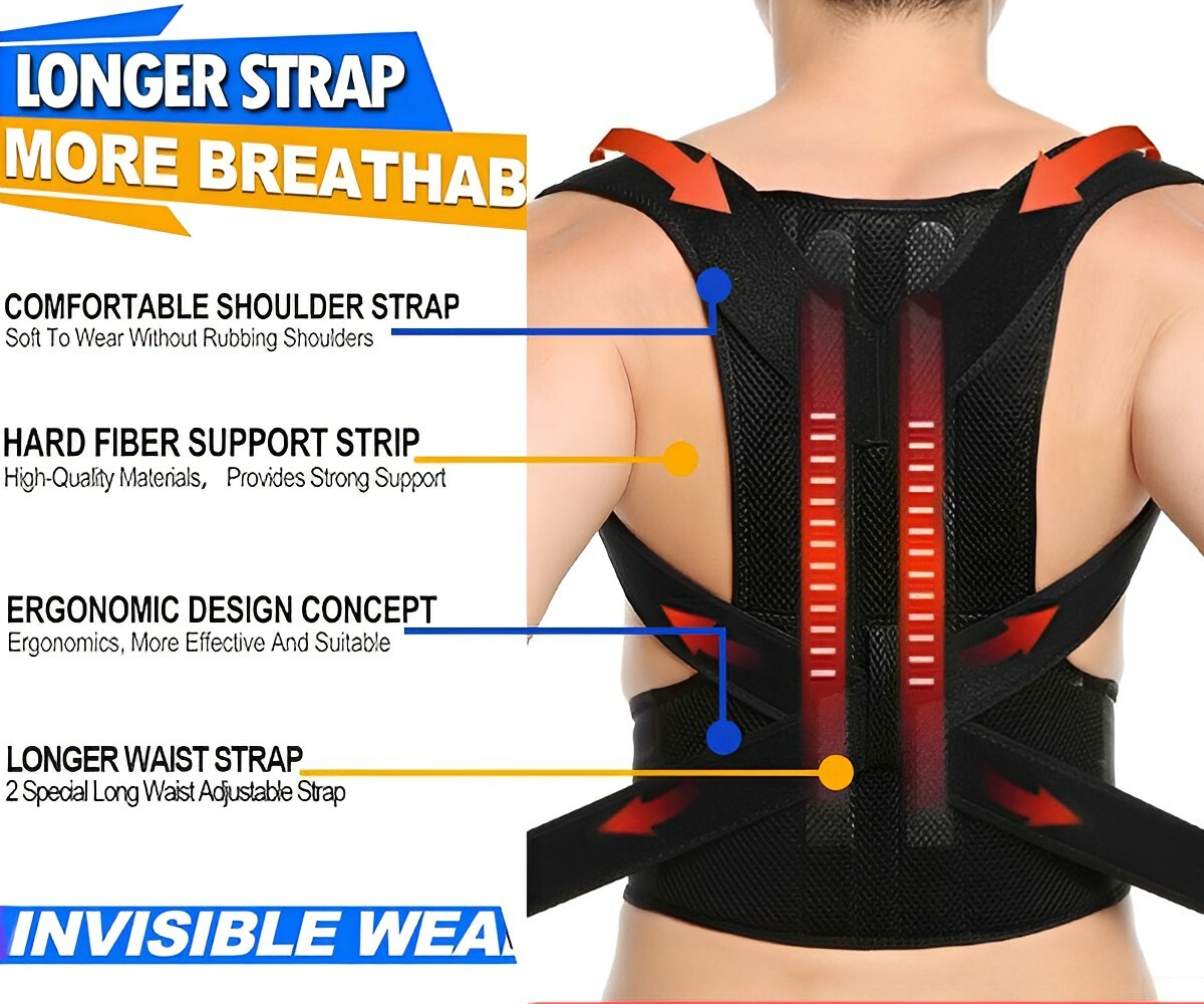 Medical Scoliosis Posture Corrector Spine Back Support Shoulder Brace Belt USPS