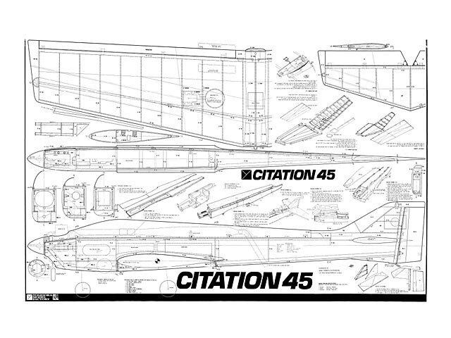 Citation 45 Pattern Plane 60" Wingspan RC Model Airplane Printed Plans