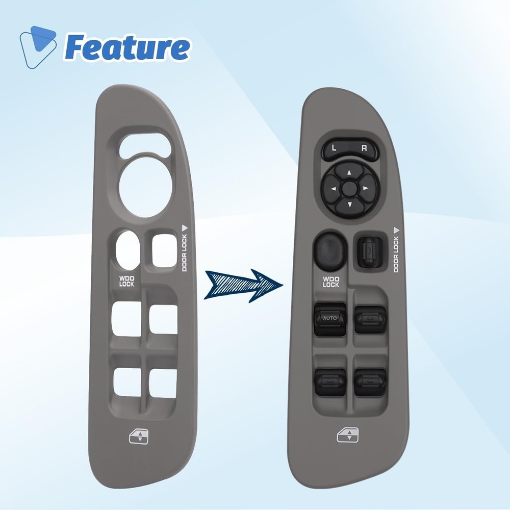 Driver Side Window Control Switch Cover Compatible with 2002-2009 Dodge Ram 150.