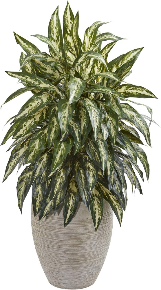Aglaonema Artificial Plant in Sand Colored Planter