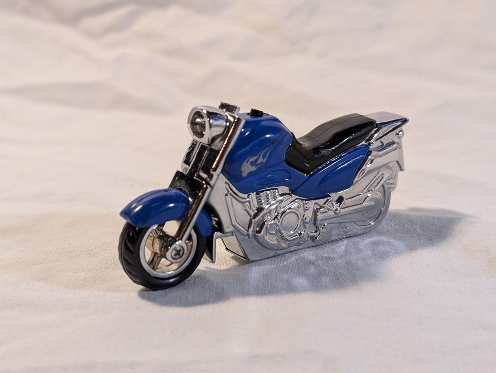 Vintage Blue Motorcycle Pocket Cigarette Cool Lighter with light!