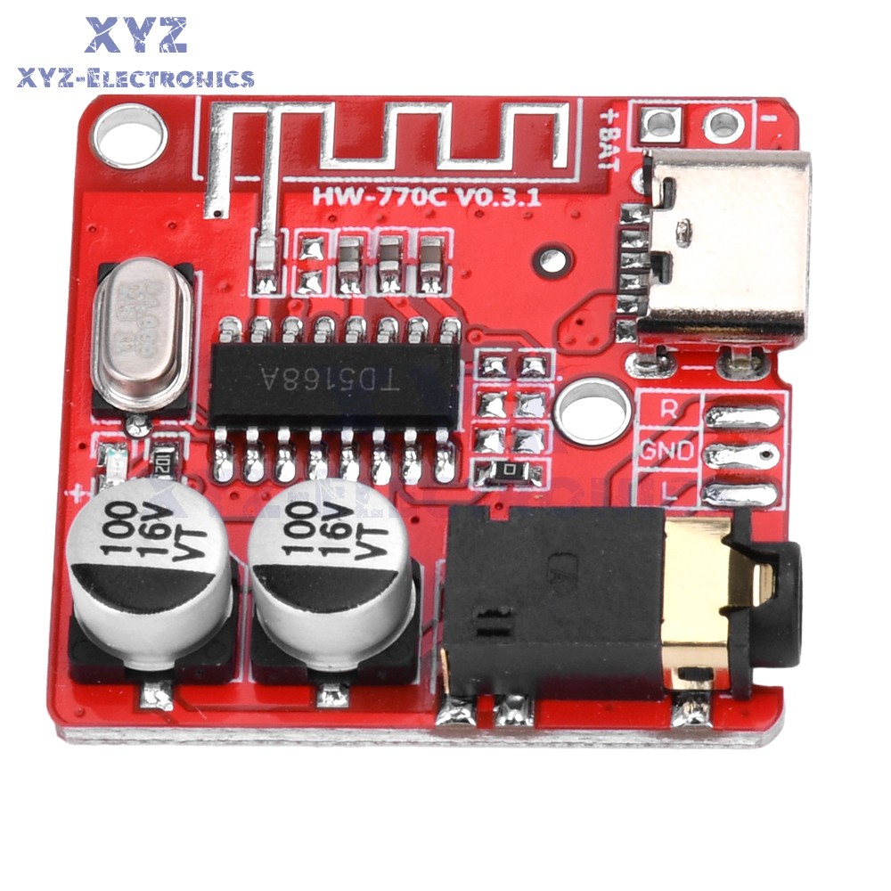 5pcs 3.7-5V Type-c Mini Bluetooth Audio Decoder Board MP3 Audio Receiver Module