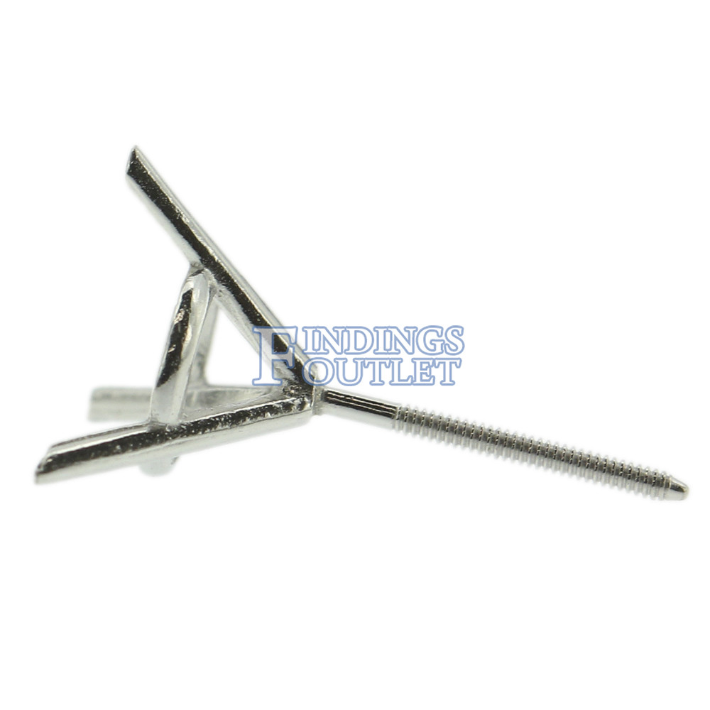 14k White Gold Round Martini Stud Earring Mounting Setting Screw Back Post