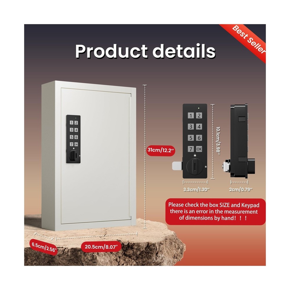 Grimtron 40 Keys Electronic Key Lock Box for Keys with Code, Private/Public/P...