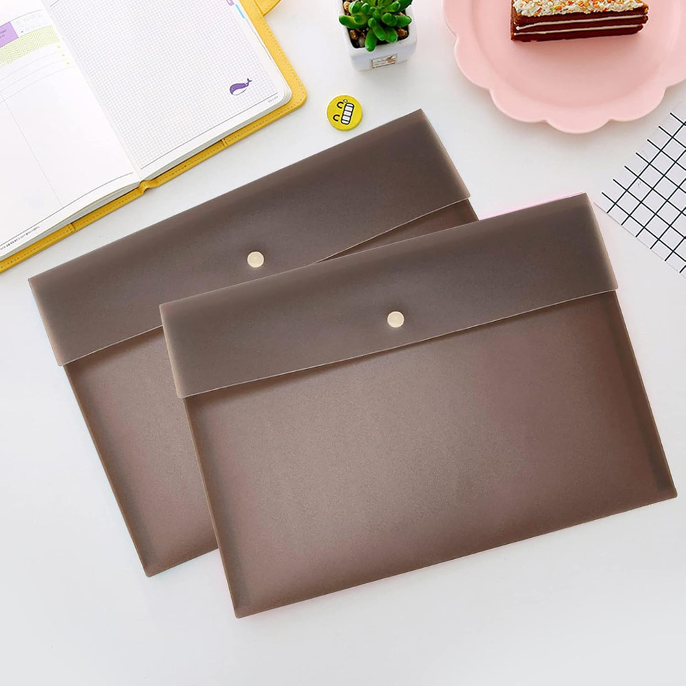 5 Pieces A4 Envelopes Folders for Paperwork Plastic Wallets Document Organizer w