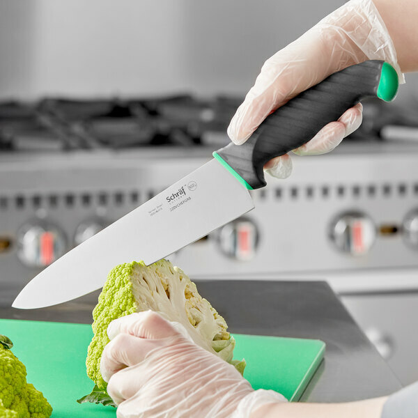 Schraf 8" Chef Knife with Green TPRgrip Handle, NSF Listed