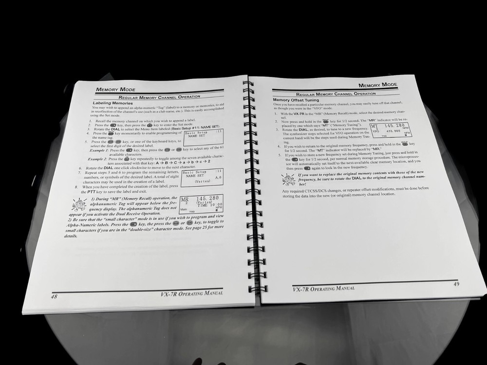 Yaesu VX-7R Instruction Owners Manual Operating User Guide Coil Bound