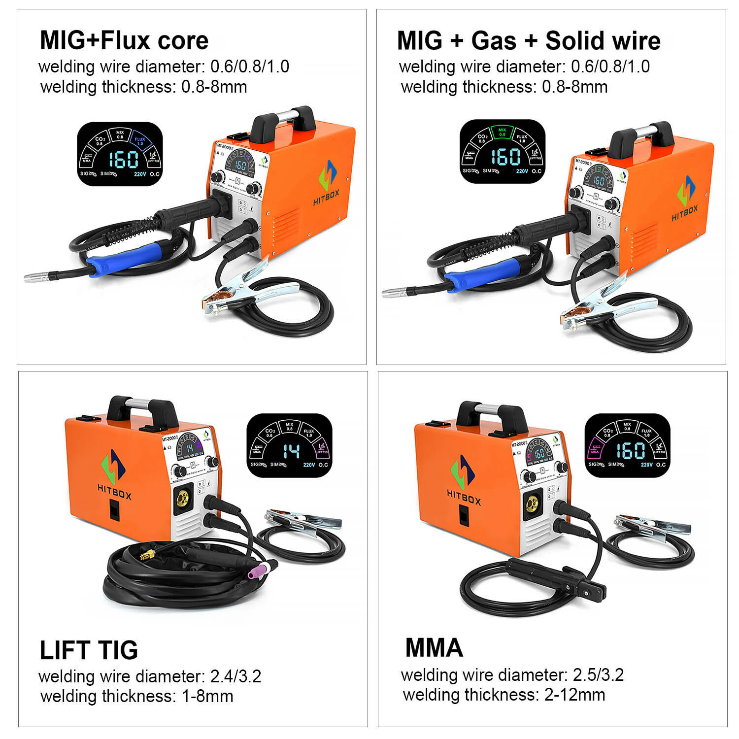 MIG Welder 4 in 1 200A 110V 220V DC Inverter Gasless Gas MIG TIG Welding Machine