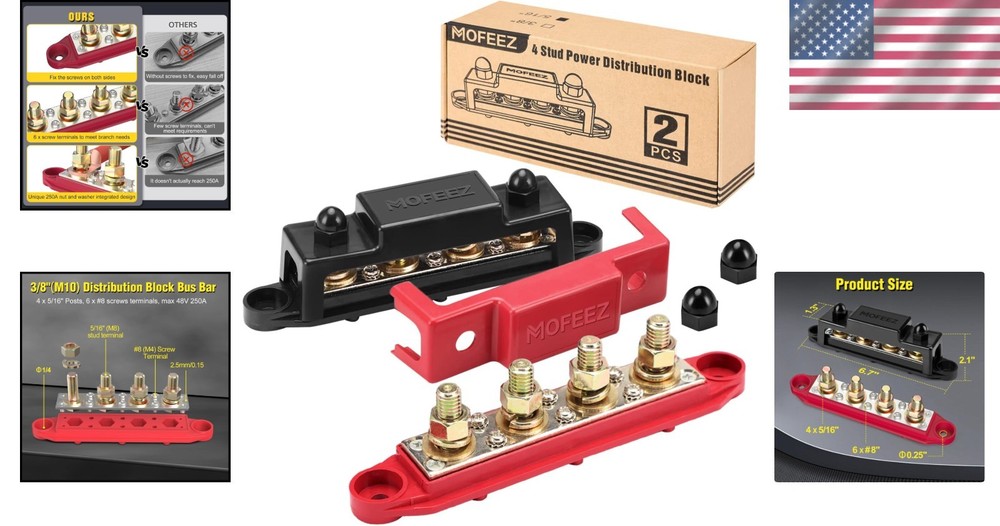 Efficient 48V Power Distribution Block with 8 Screw Terminals - Panel Mount