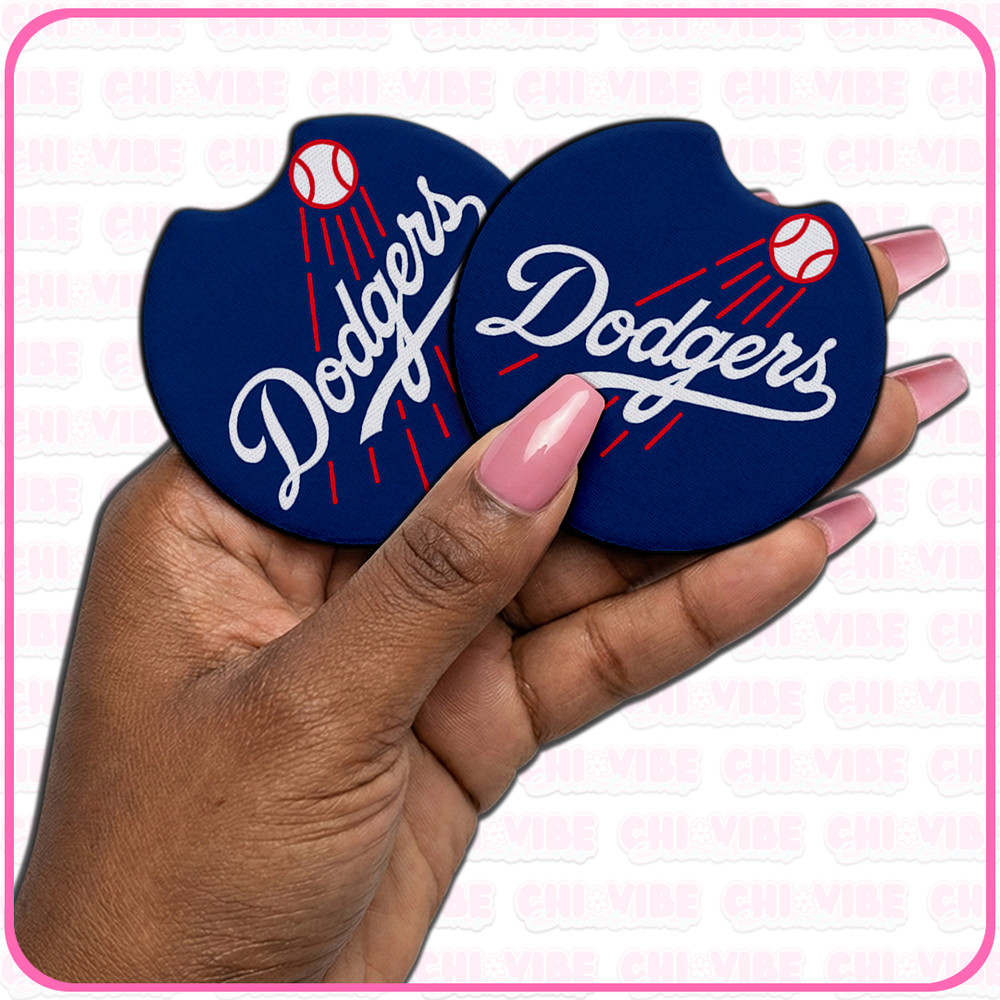 Dodgers LA Car Coasters 2pc Set Custom Handmade Cup Holder Inserts