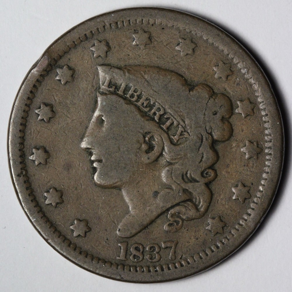 1837 Coronet Head Large Cent VG E257 ZACL