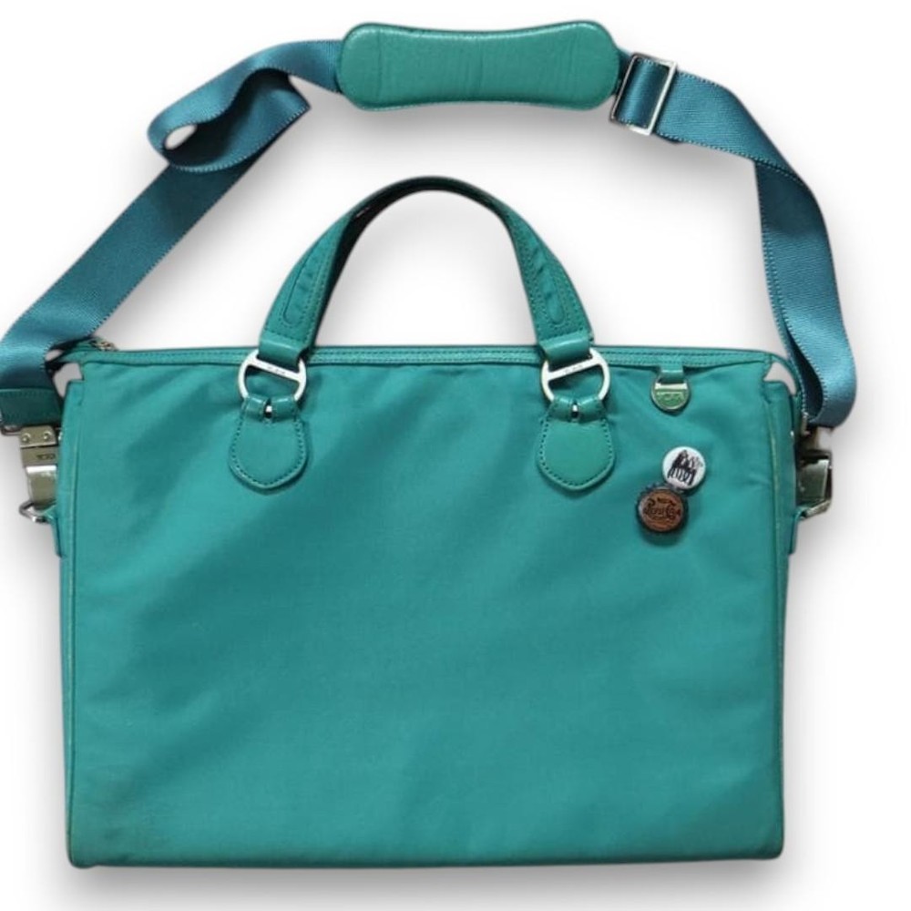 Tumi Turquoise Nylon Shoulder Bag Adjustable Strap Used Stylish Utility