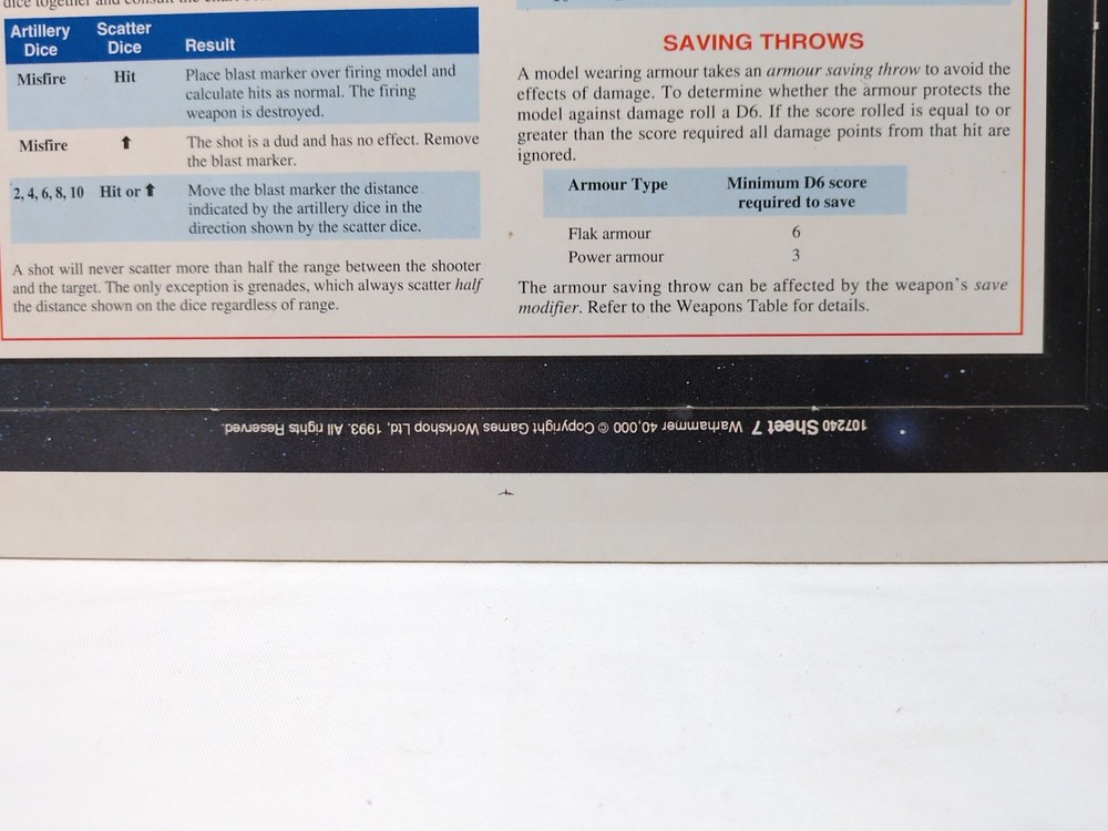 Warhammer 40k Second Edition Starter Set Sheet 7