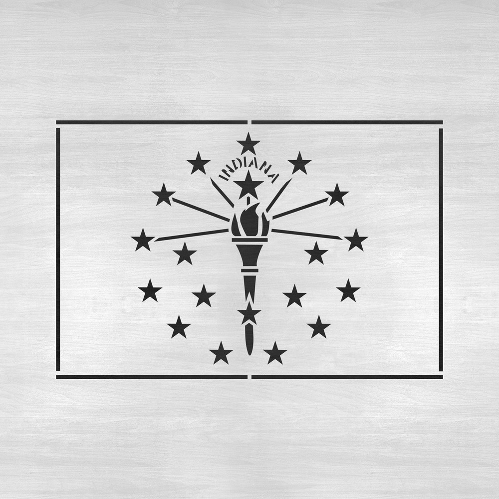 Indiana State Flag Stencil - Durable & Reusable Mylar Stencils