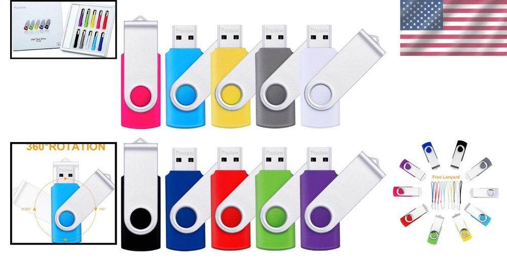 Swivel USB Flash Drive 8GB, 10-Pack Multi-Color - Stylish Data Storage Solution