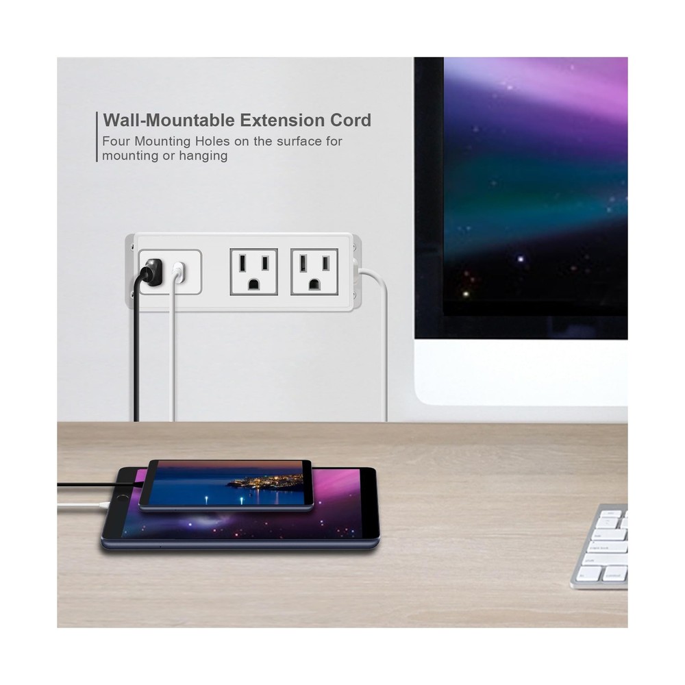 Multiple Plug Outlet with USB C 20W Wall Mounted Power Strip Under ... Fast Ship