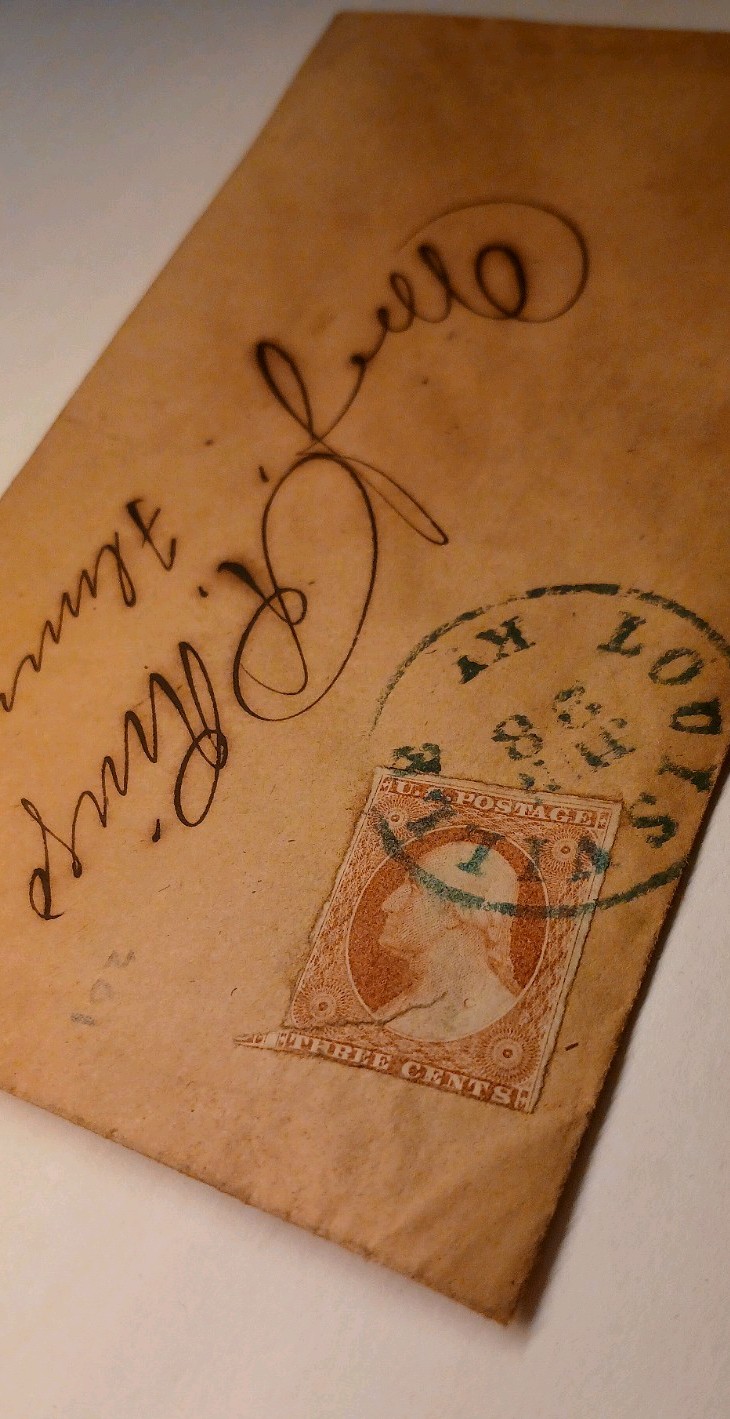 🏴‍☠️ 1851 #10-11 Washington Fancy Cover- Louisville KY Blue Cancel