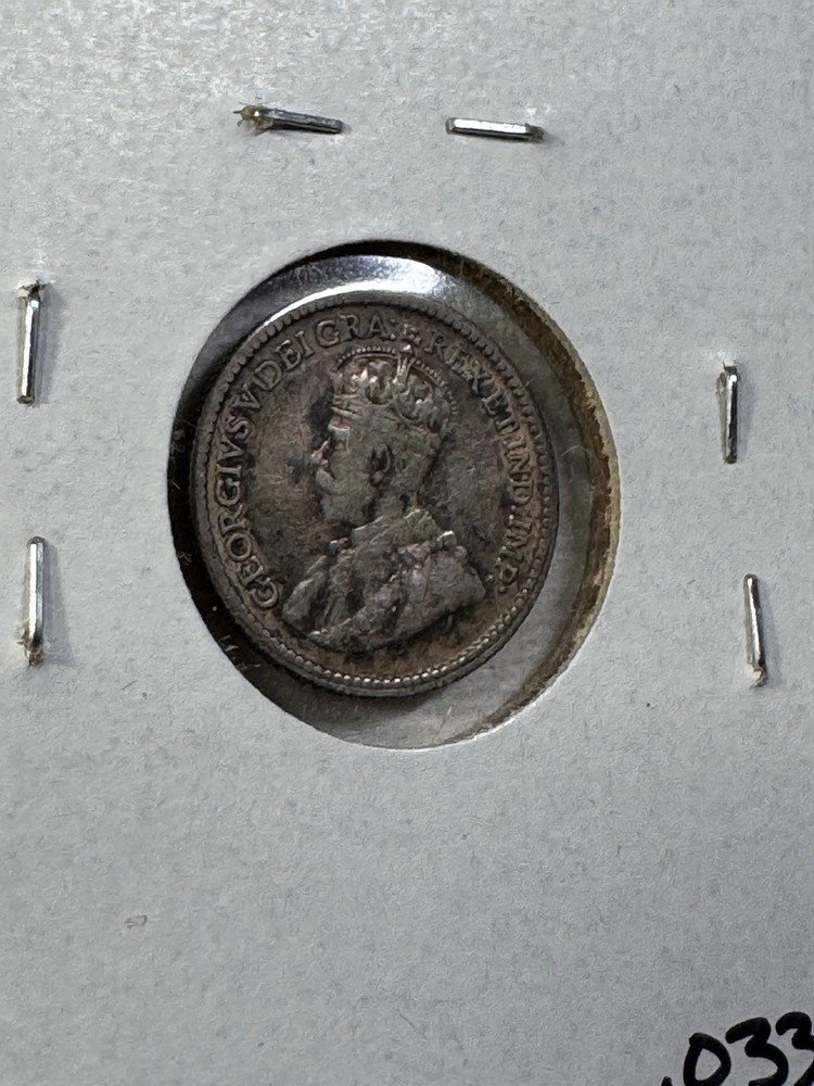 1913 Canada 5 Cents Small Silver Coin Cleaned
