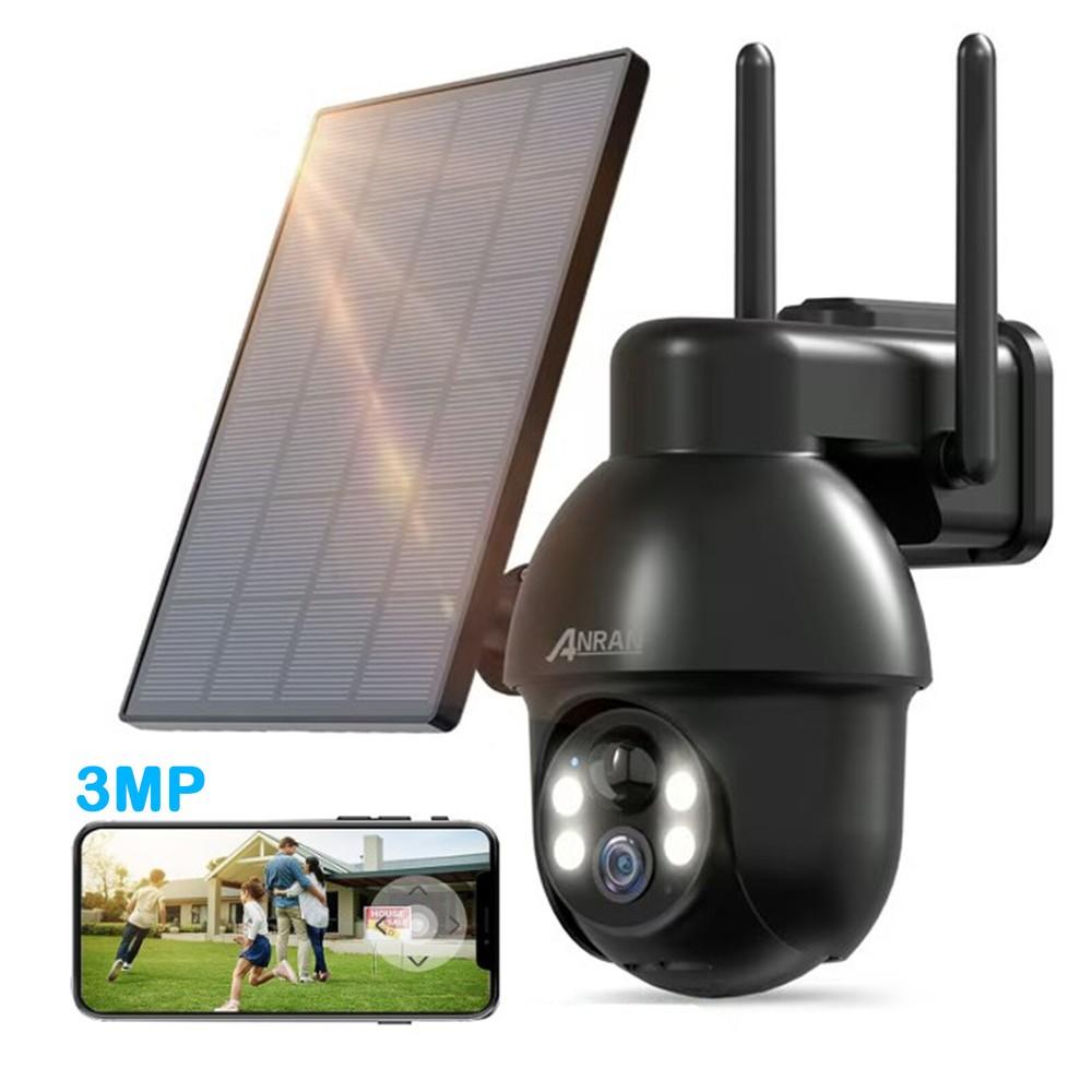 ANRAN 3MP Solar CCTV Camera Ourdoor Wireless Security Camera System WiFi Audio