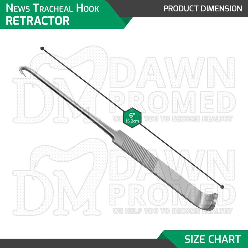 6 Pcs News Tracheal Hook Retractor 6" Sharp Point ENT Surgical Instruments Set