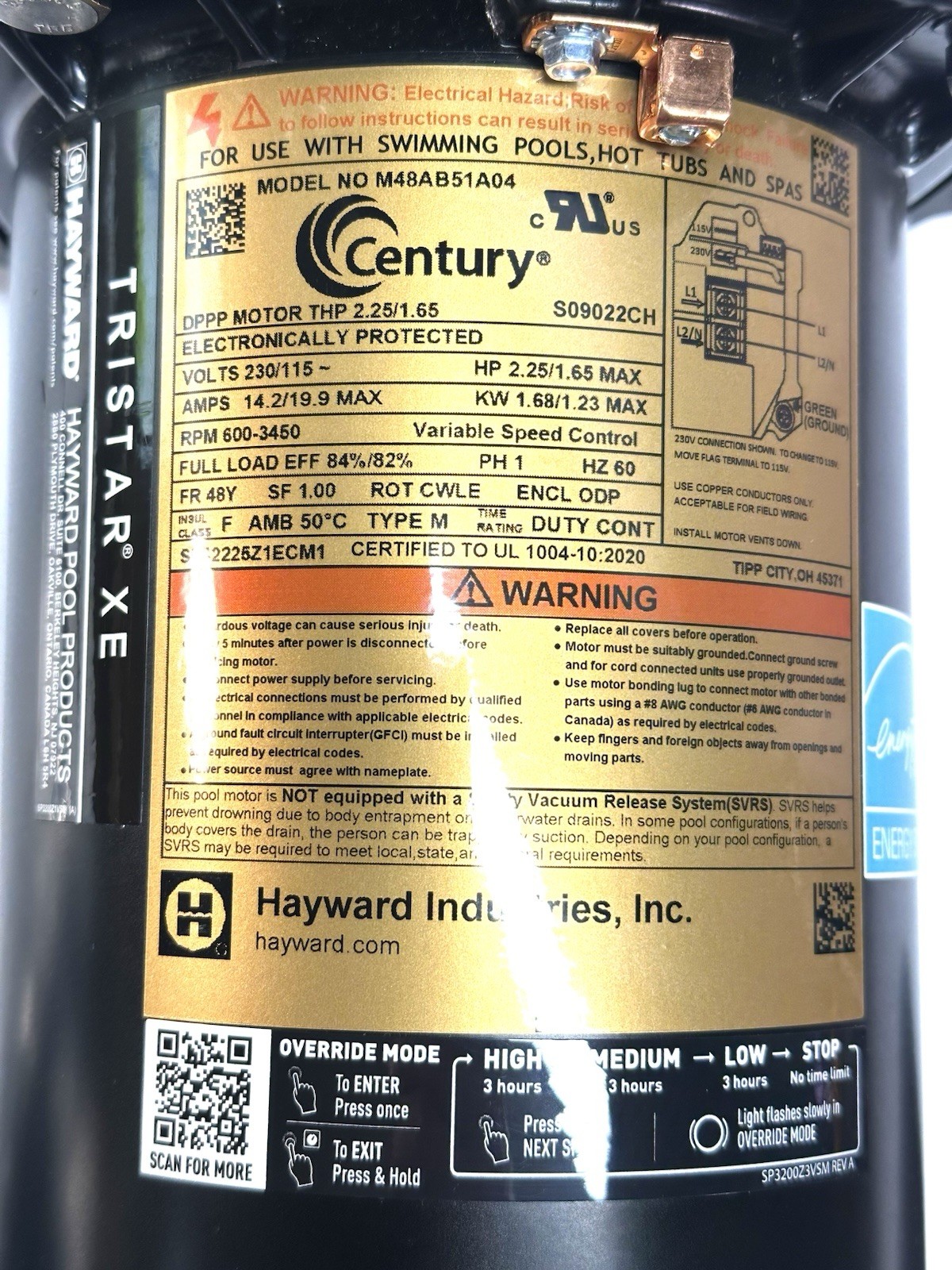 Hayward SP3215X20XE TriStar XE 2.25 hp 115/230 V Variable Speed Pool Pump NEW